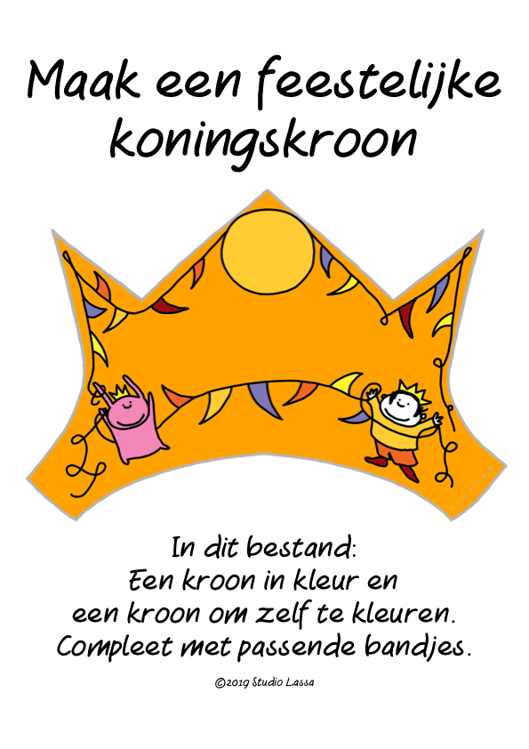 Voor een jarige Koning of Koningin: Maak een feestelijke koningskroon in oranje en zwart-wit. Geschikt voor een groep.