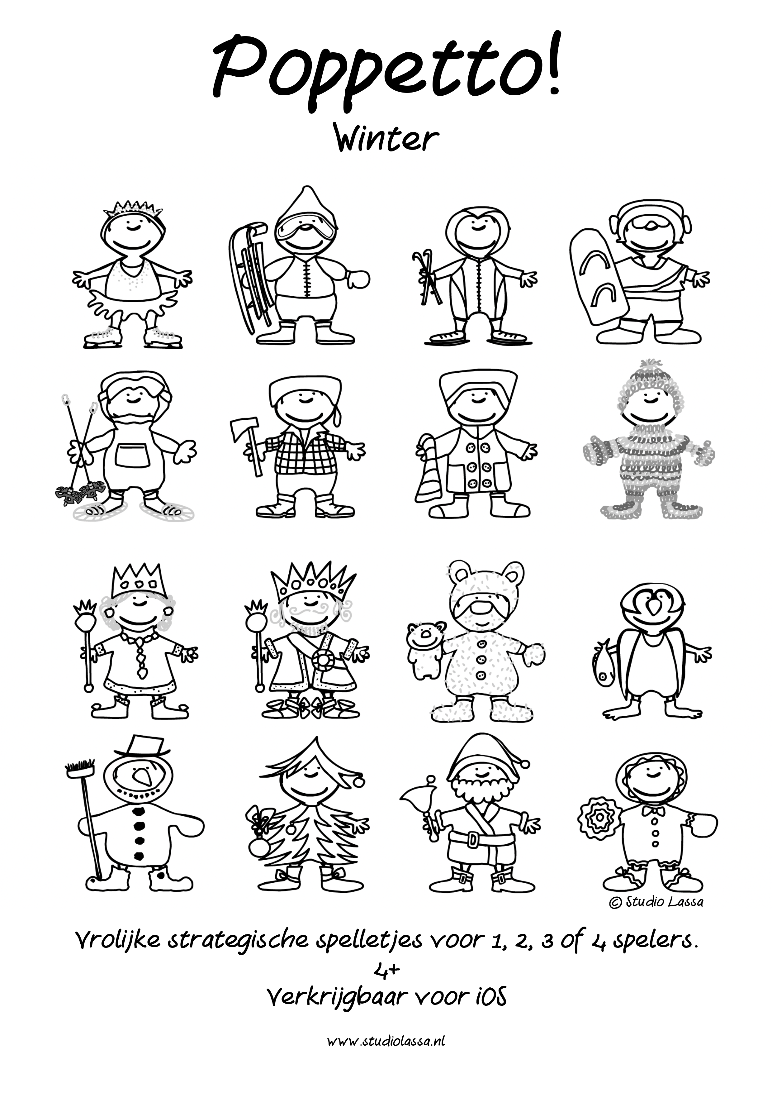 Poppetto Winter kleurplaat